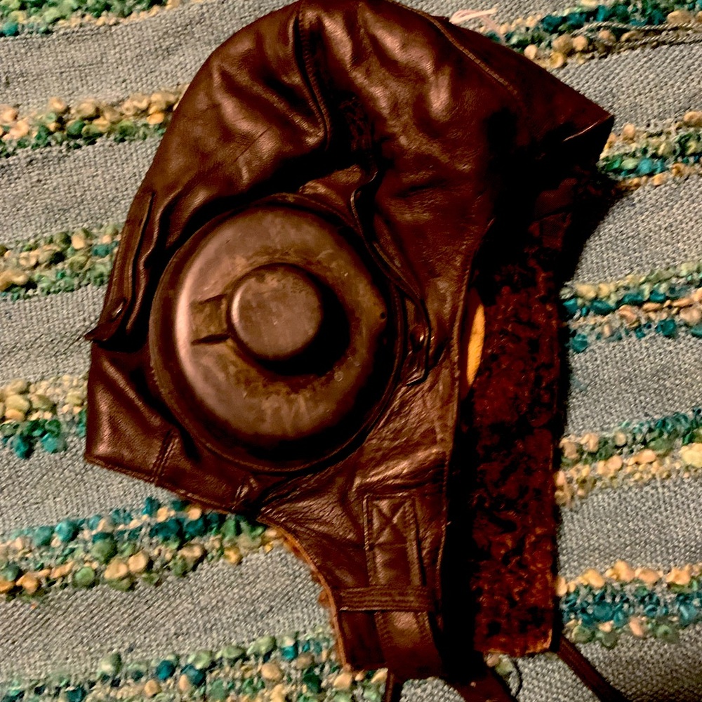 USSR flight aviator helmet 1955. Leather and lamb wool inside.